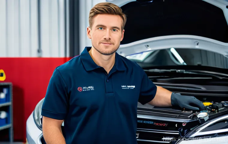 자동차정비 실무 사례  전자장비 오류 해결 - Image Prompt 1: The Modern Car Whisperer - Advanced Diagnostics**